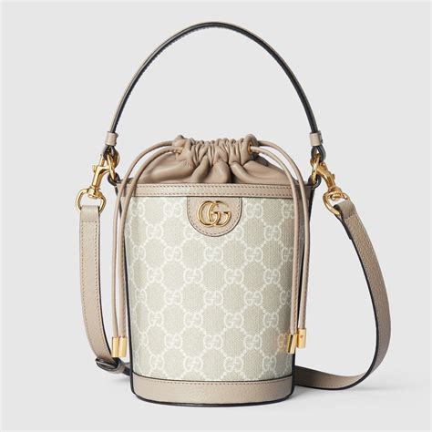 Mini sac à dos Ophidia en toile GG Supreme beige et blanche